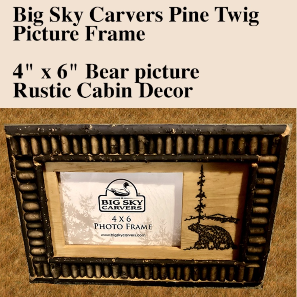 BIG SKY CARVERS - BLACK TWIG BEAR PICTURE FRAME - Holds a 4 X 6 Picture